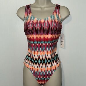 Emily B One Piece Swimsuit Pink & Orange Southwest Print Women’s Medium M